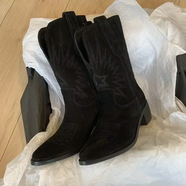 Jailyn – Bottes au style rétro avec détails brodés