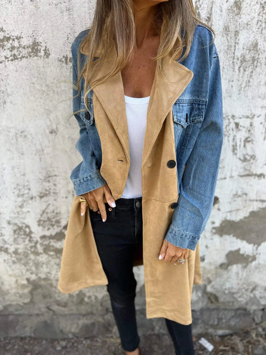 Niamh - Veste en denim avec design patchwork et col