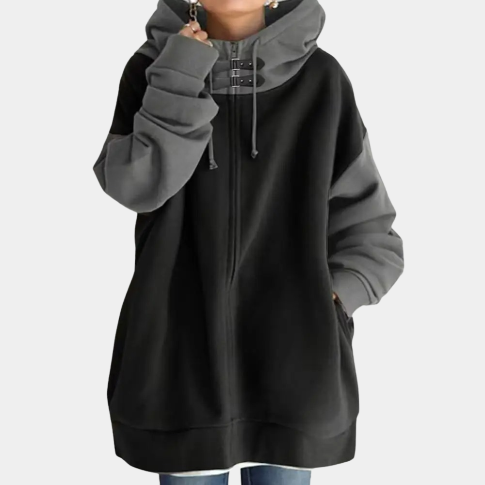Aveline - Pull Ample avec Fermeture Éclair et Capuche