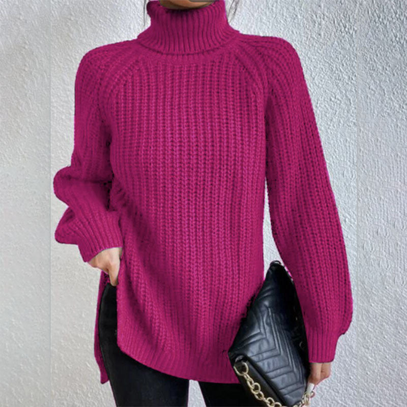 Rosella – Pull chic à col montant texturé