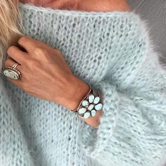 Susana - Pull Tricoté avec Col Ovale