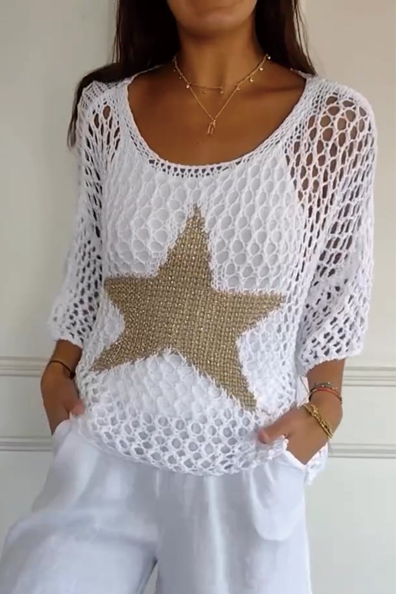 Lianne - Haut en tricot élégant à imprimé étoilé