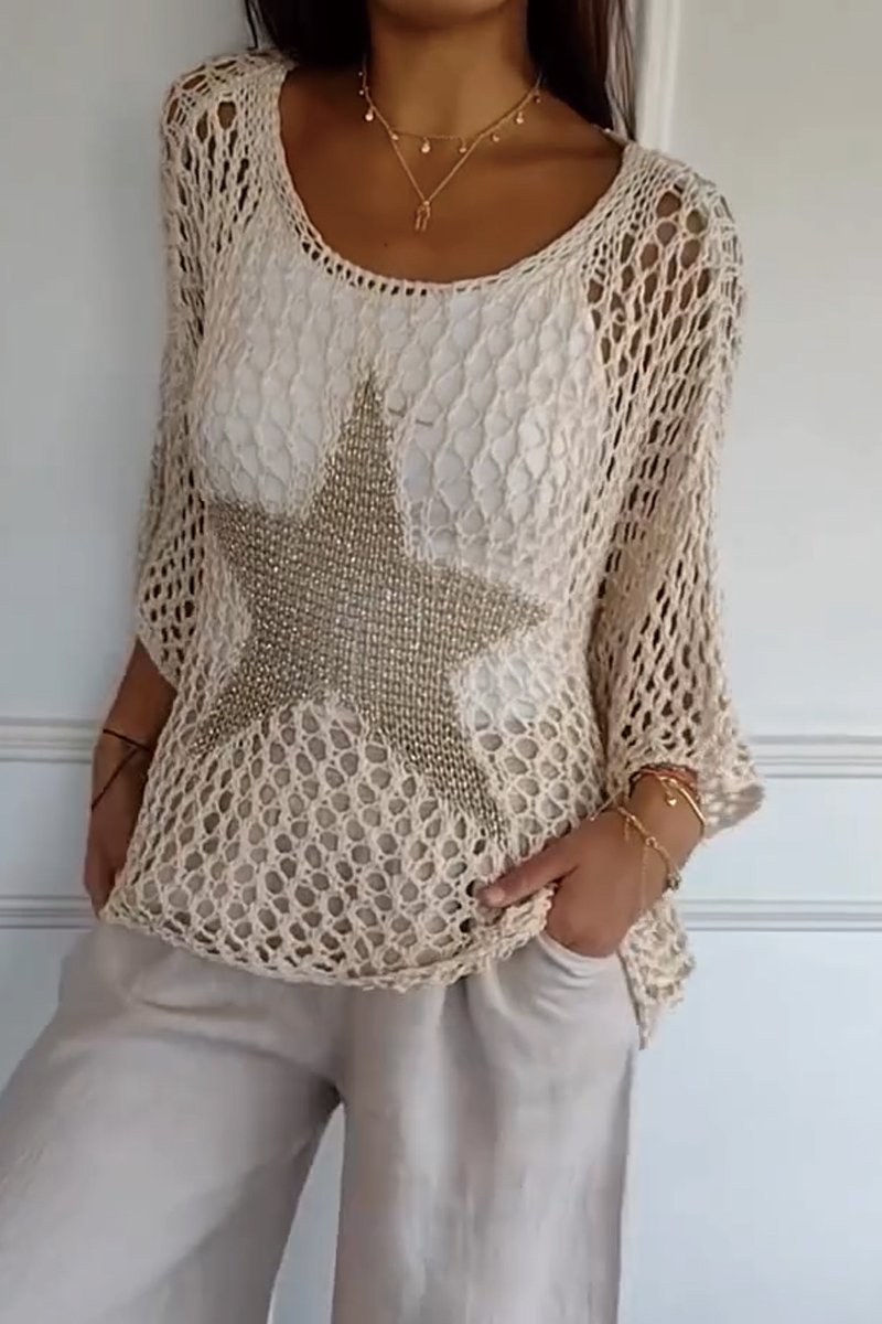 Lianne - Haut en tricot élégant à imprimé étoilé