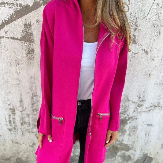 Olivia – Veste longue à fermeture zippée