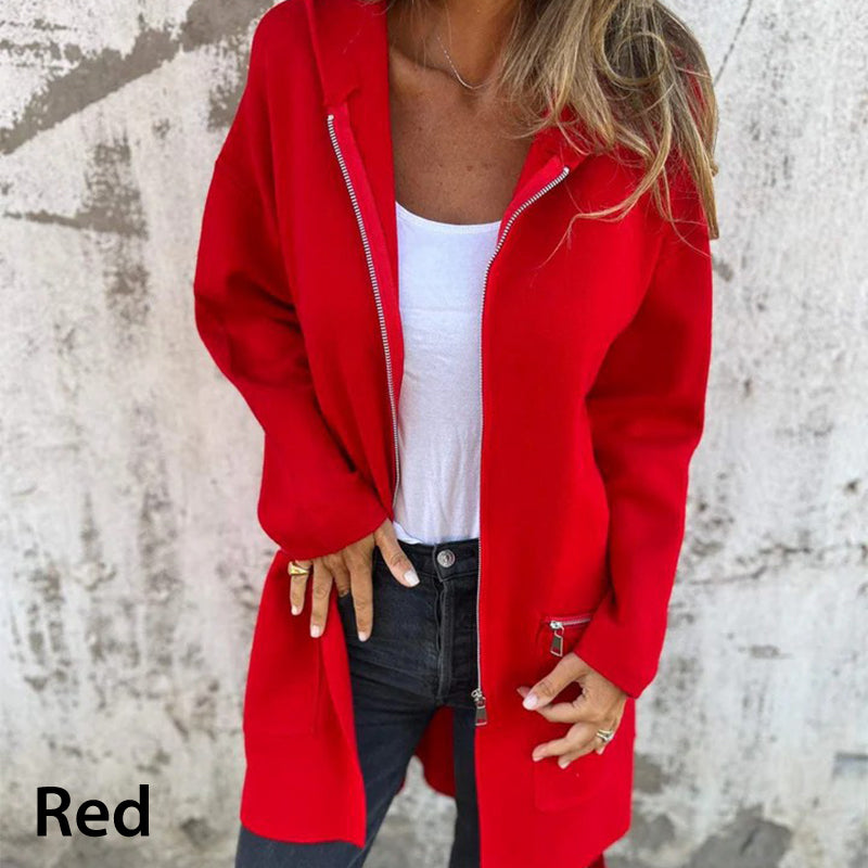 Olivia – Veste longue à fermeture zippée