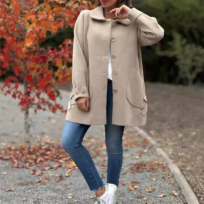 Lily – Manteau long boutonné à col Peter Pan