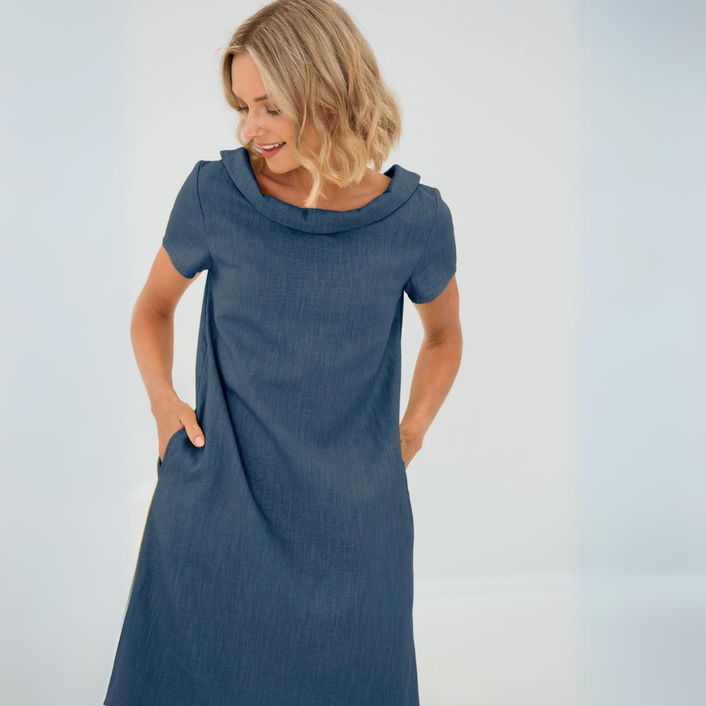 Alinna - Robe style lin doux avec poches