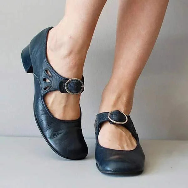 Briana - Chaussures à Boucle à Talons Bas pour Femmes