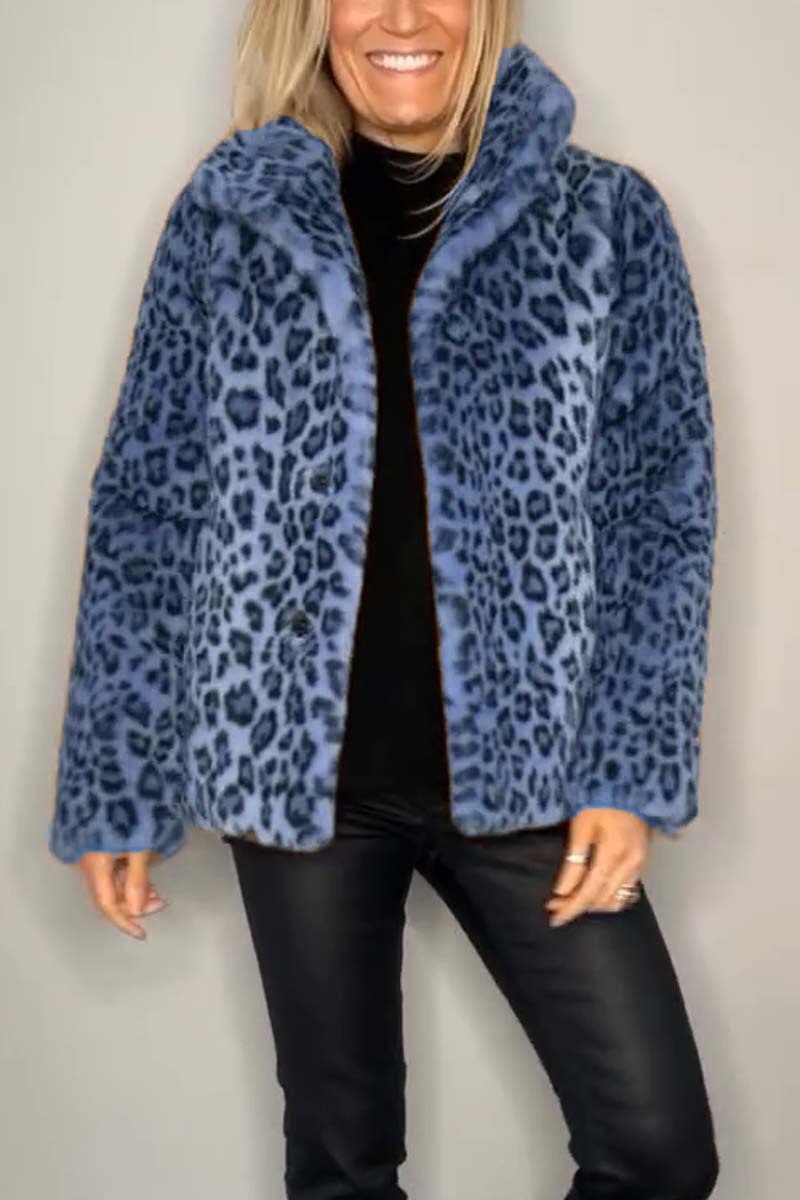 Aida - Manteau court en fausse fourrure léopard