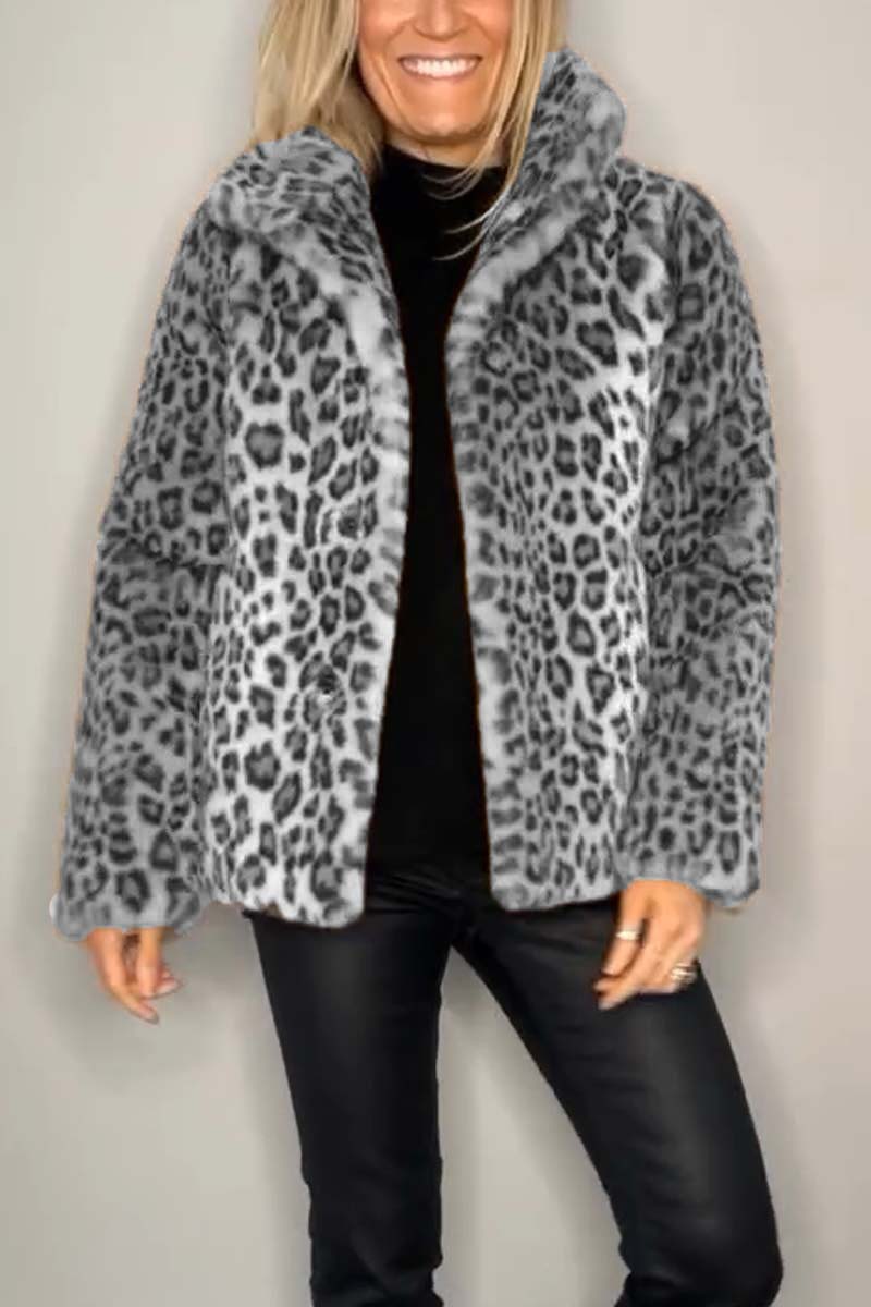 Aida - Manteau court en fausse fourrure léopard