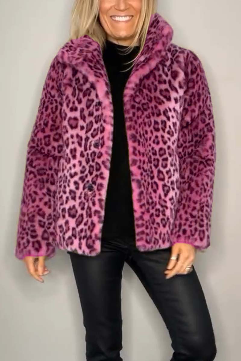 Aida - Manteau court en fausse fourrure léopard