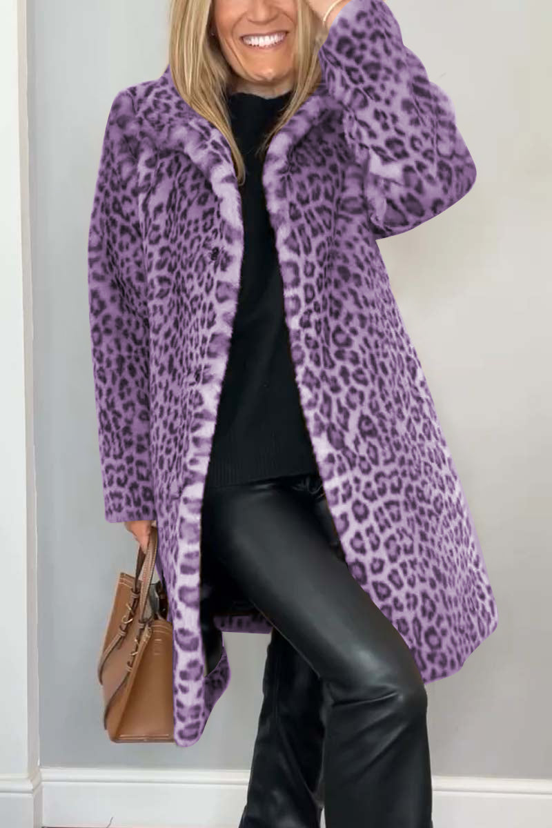 Agnes - Manteau Long avec Imprimé Léopard