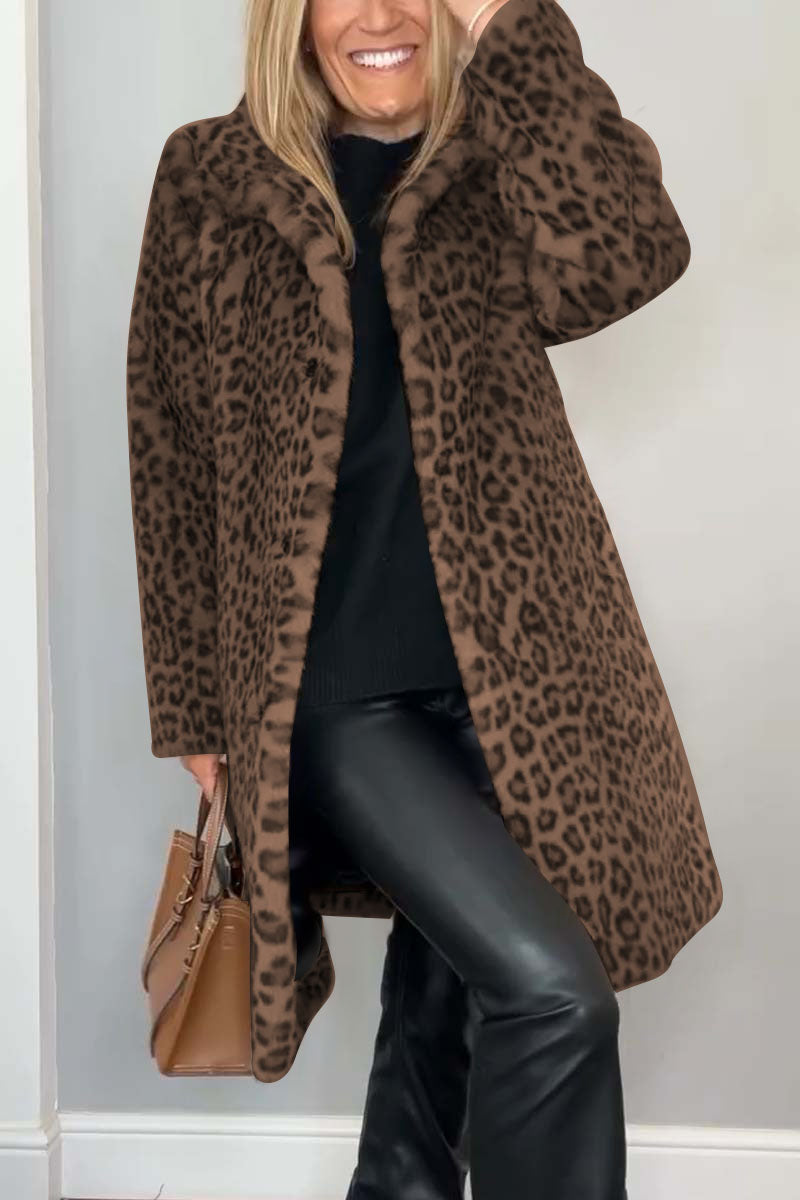 Agnes - Manteau Long avec Imprimé Léopard
