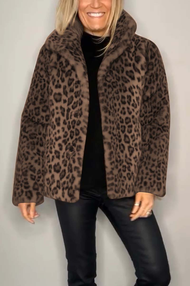 Aida - Manteau court en fausse fourrure léopard