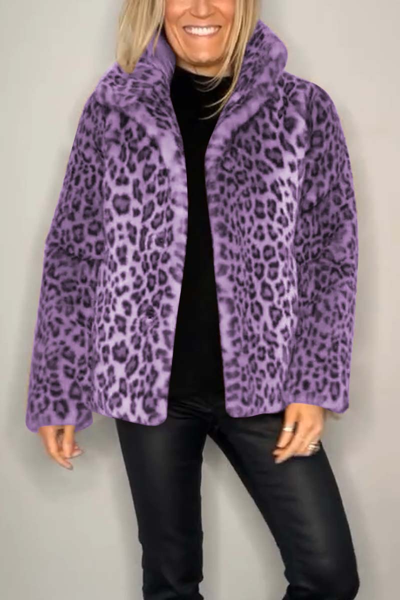 Aida - Manteau court en fausse fourrure léopard