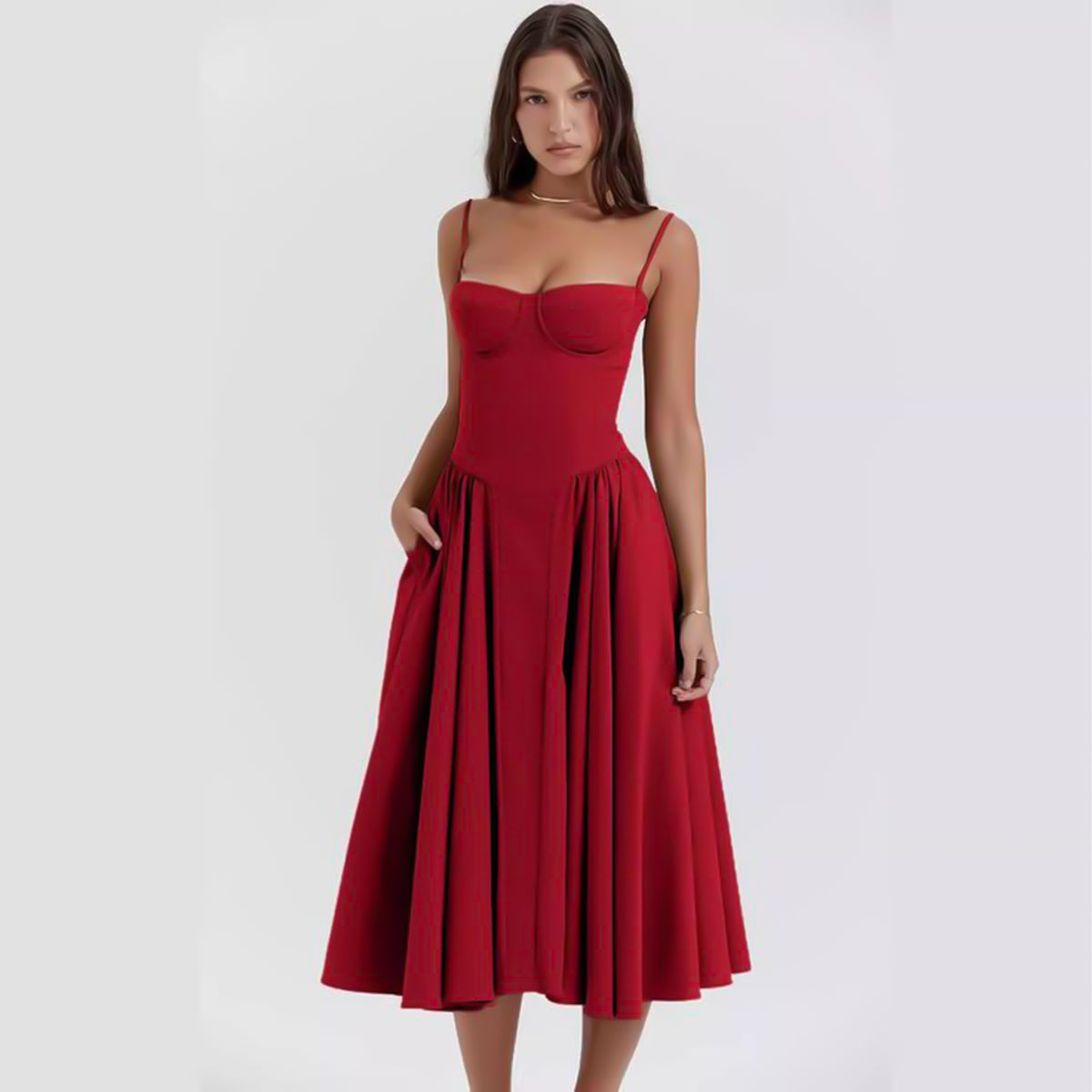 Brisa – Robe midi structurée à l’allure ballerine