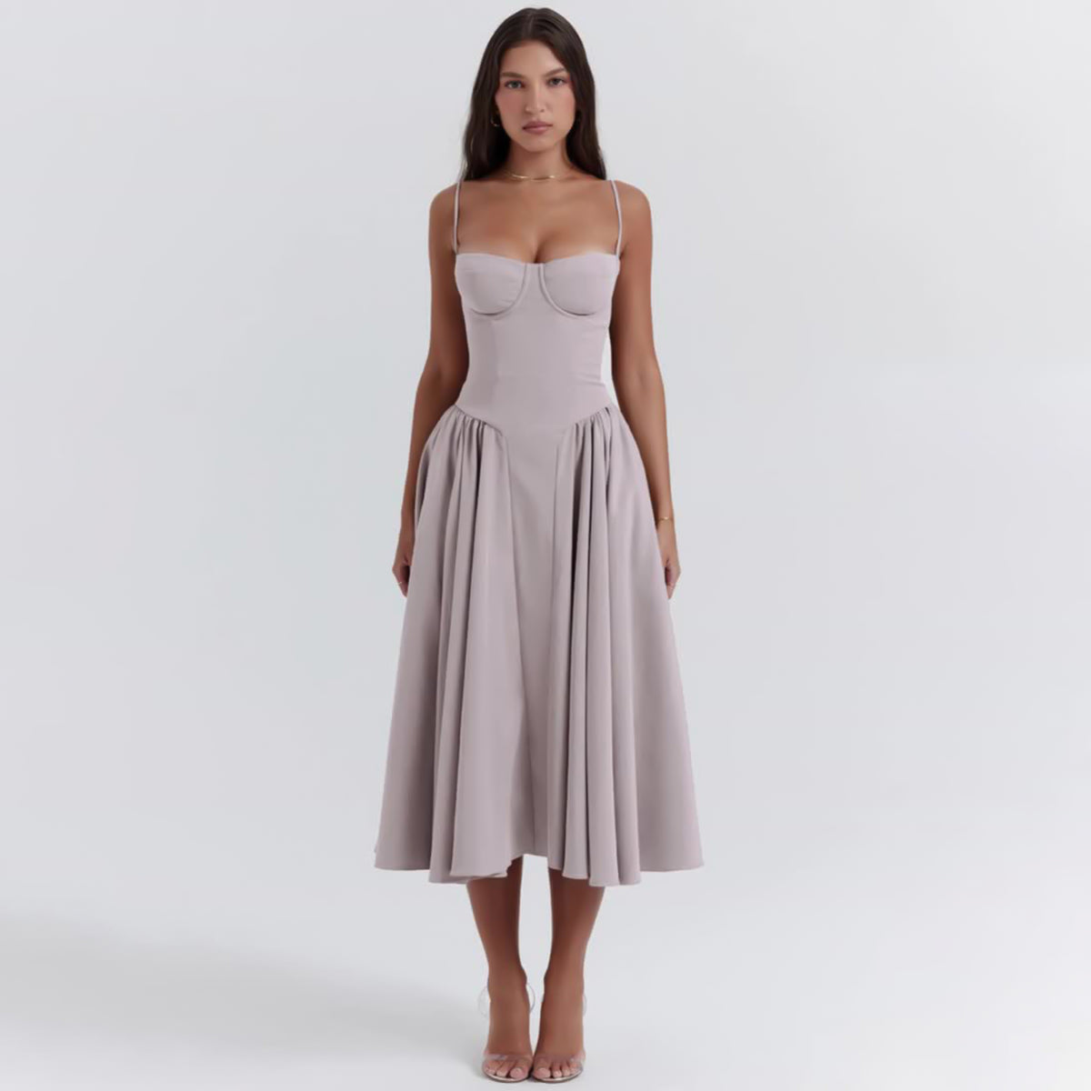 Brisa – Robe midi structurée à l’allure ballerine