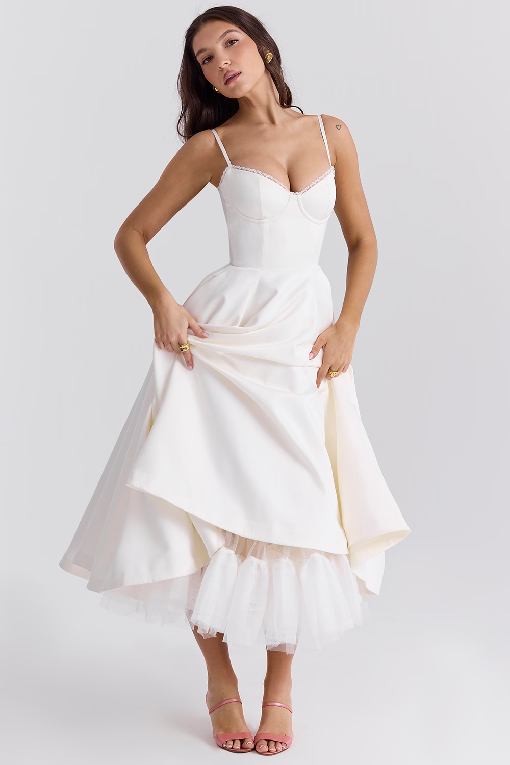 Valentina - Robe Midi Chic avec Doublure en Tulle