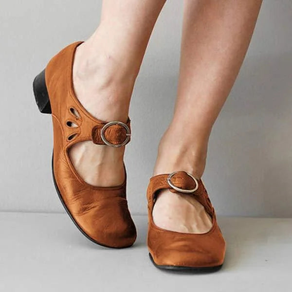 Briana - Chaussures à Boucle à Talons Bas pour Femmes