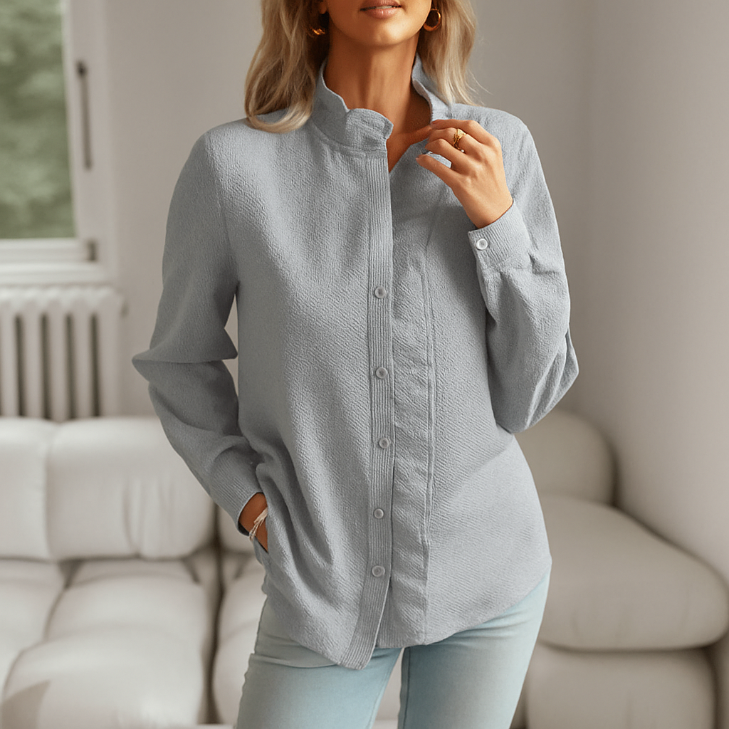 Leonora - Chemise à Volants Élégante - Blanc - L - Elise Marseille