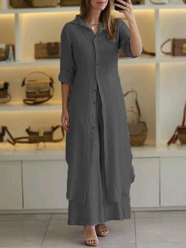 Odett - Ensemble à Deux Pièces : Chemise Longue & Pantalons