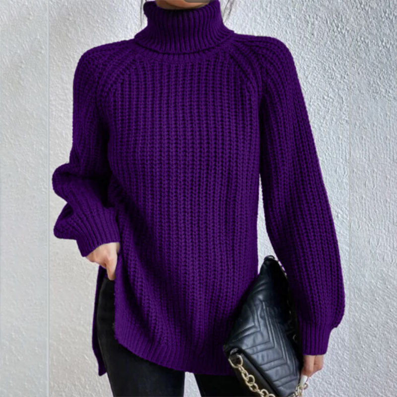 Rosella – Pull chic à col montant texturé