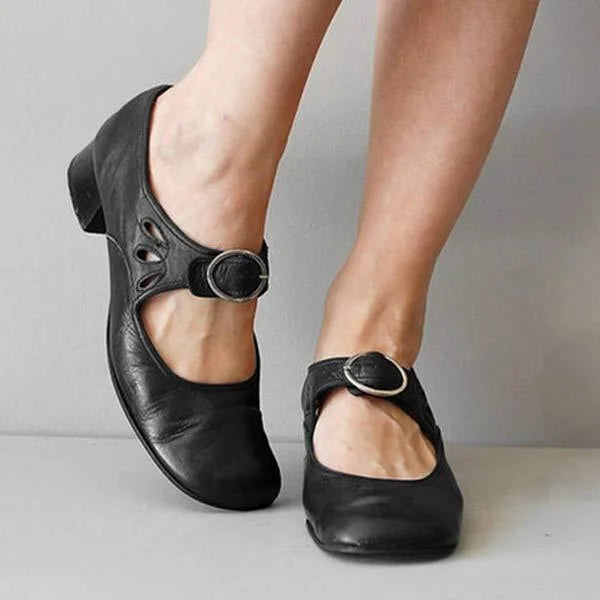 Briana - Chaussures à Boucle à Talons Bas pour Femmes