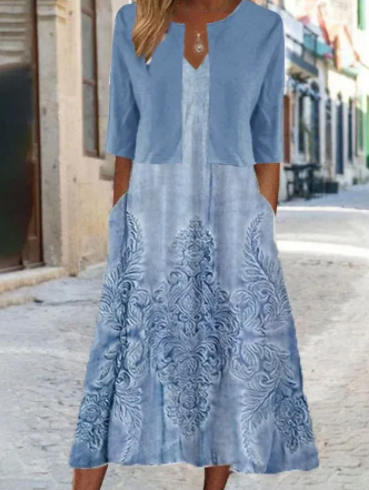 Almuth - Ensemble Robe Midi Fleurie et Blazer