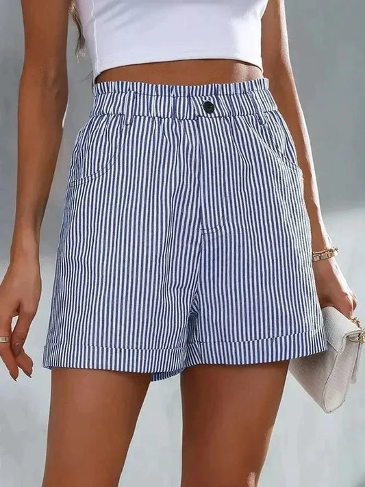 Shorts Décontractés Amples Rayés