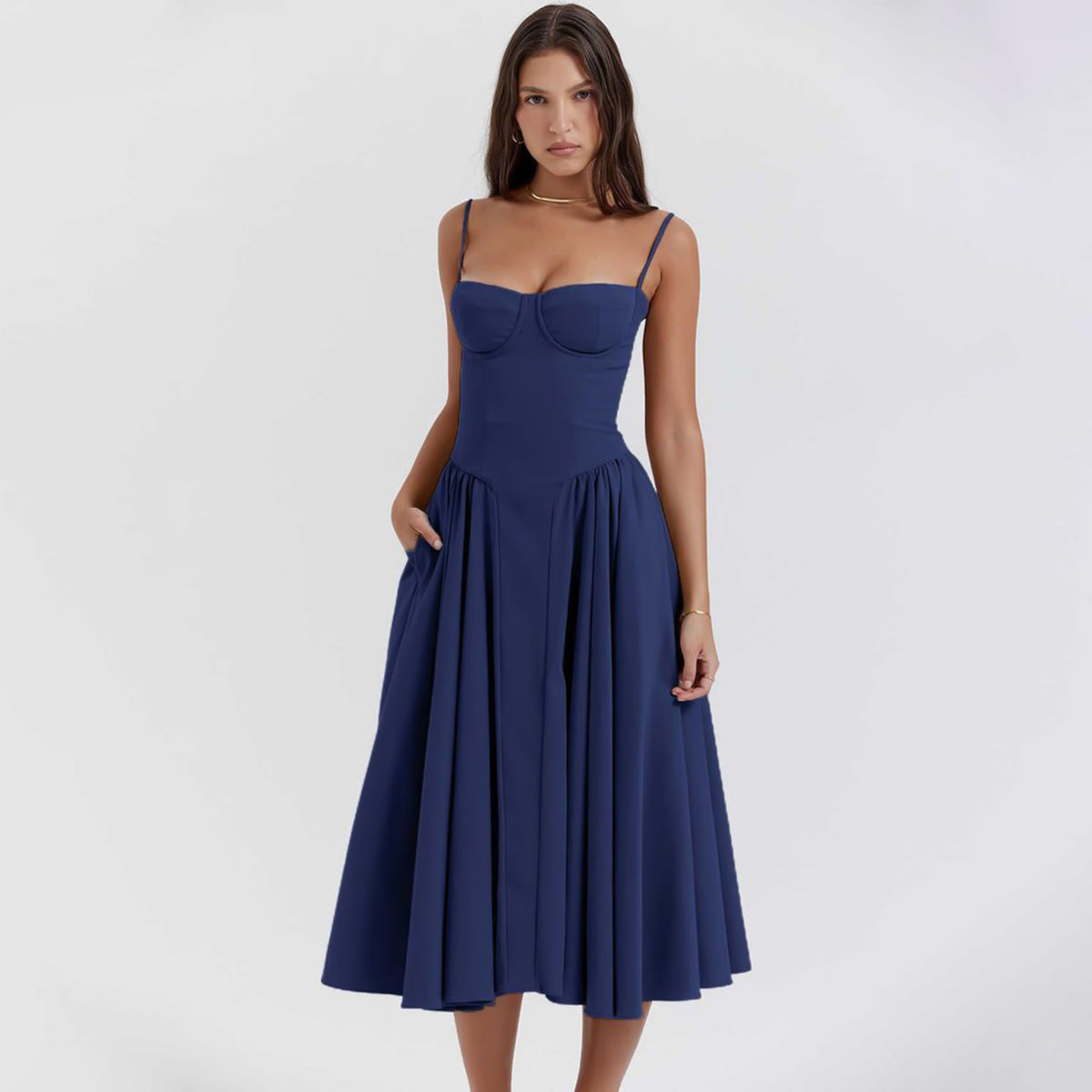 Brisa – Robe midi structurée à l’allure ballerine