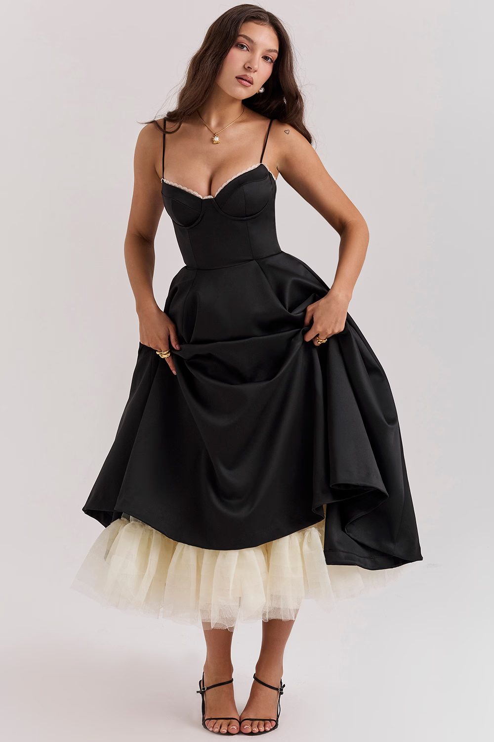 Valentina - Robe Midi Chic avec Doublure en Tulle