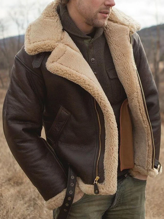 Marlo - Veste masculine Look cuir et intérieur doux style polaire