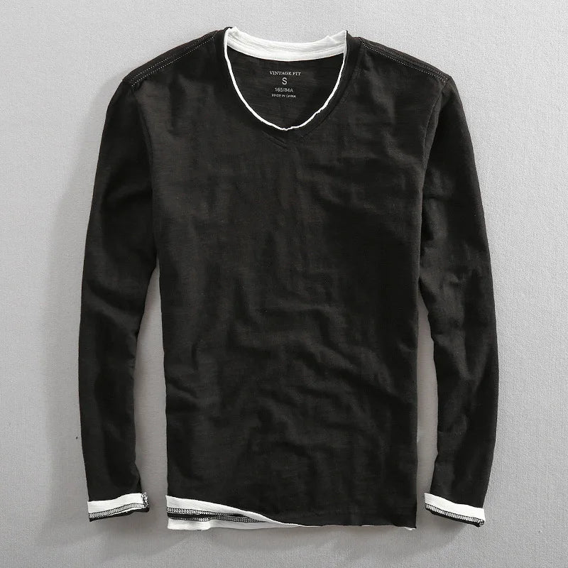 Ricardo - T-shirt à manches longues en V pour hommes
