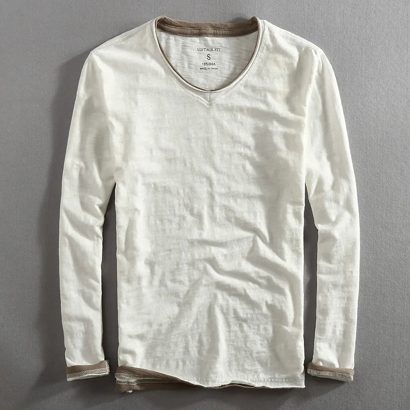 Ricardo - T-shirt à manches longues en V pour hommes