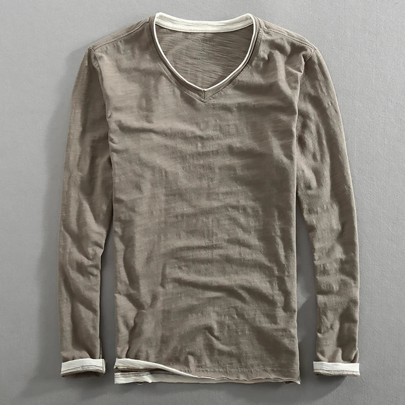 Ricardo - T-shirt à manches longues en V pour hommes