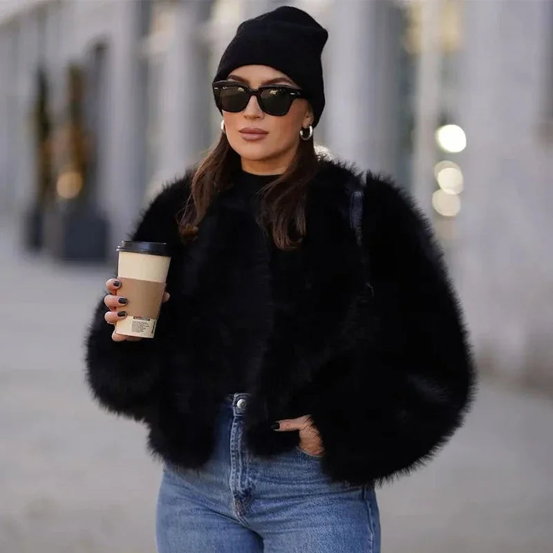 Grace - Veste au style fausse fourrure à effet renard
