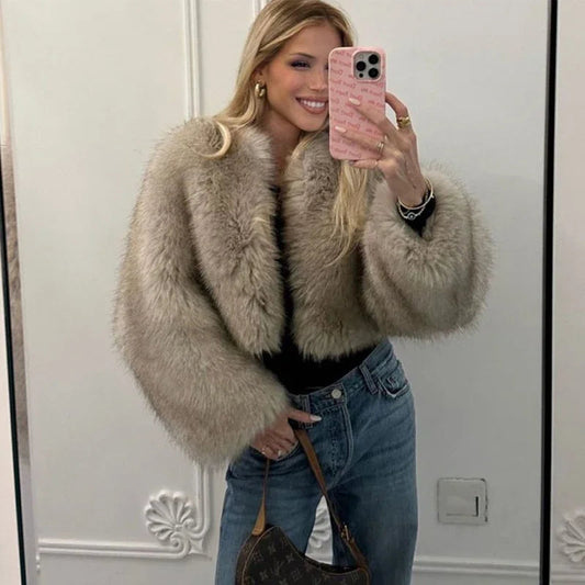 Grace - Veste au style fausse fourrure à effet renard