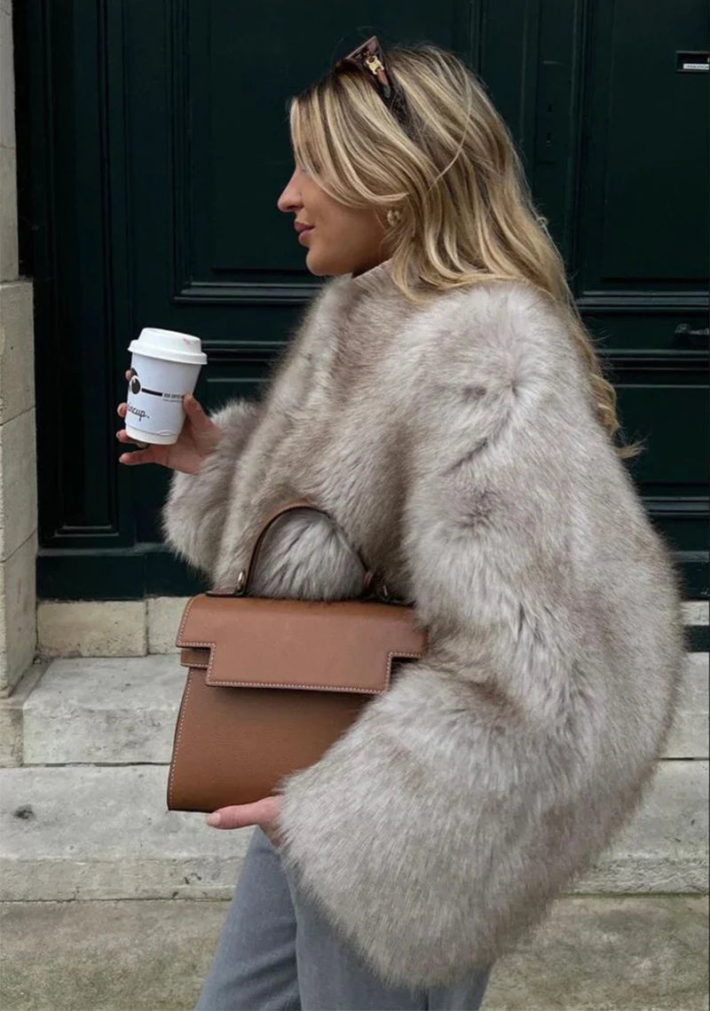 Grace - Veste au style fausse fourrure à effet renard