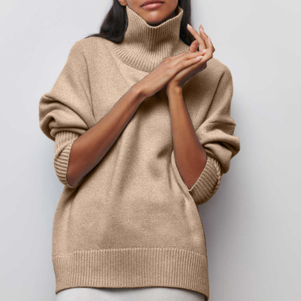 Cintia – Pull texturé à col montant élégant