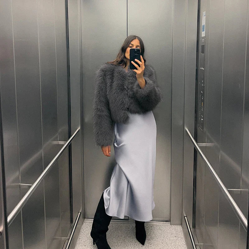 Grace - Veste au style fausse fourrure à effet renard