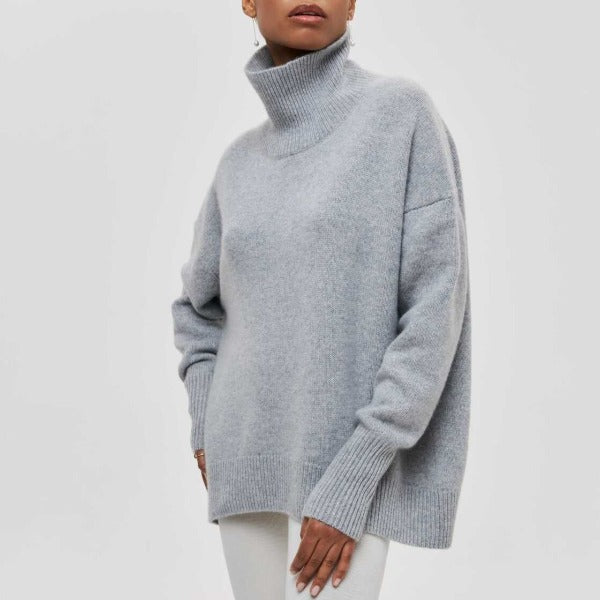 Cintia – Pull texturé à col montant élégant