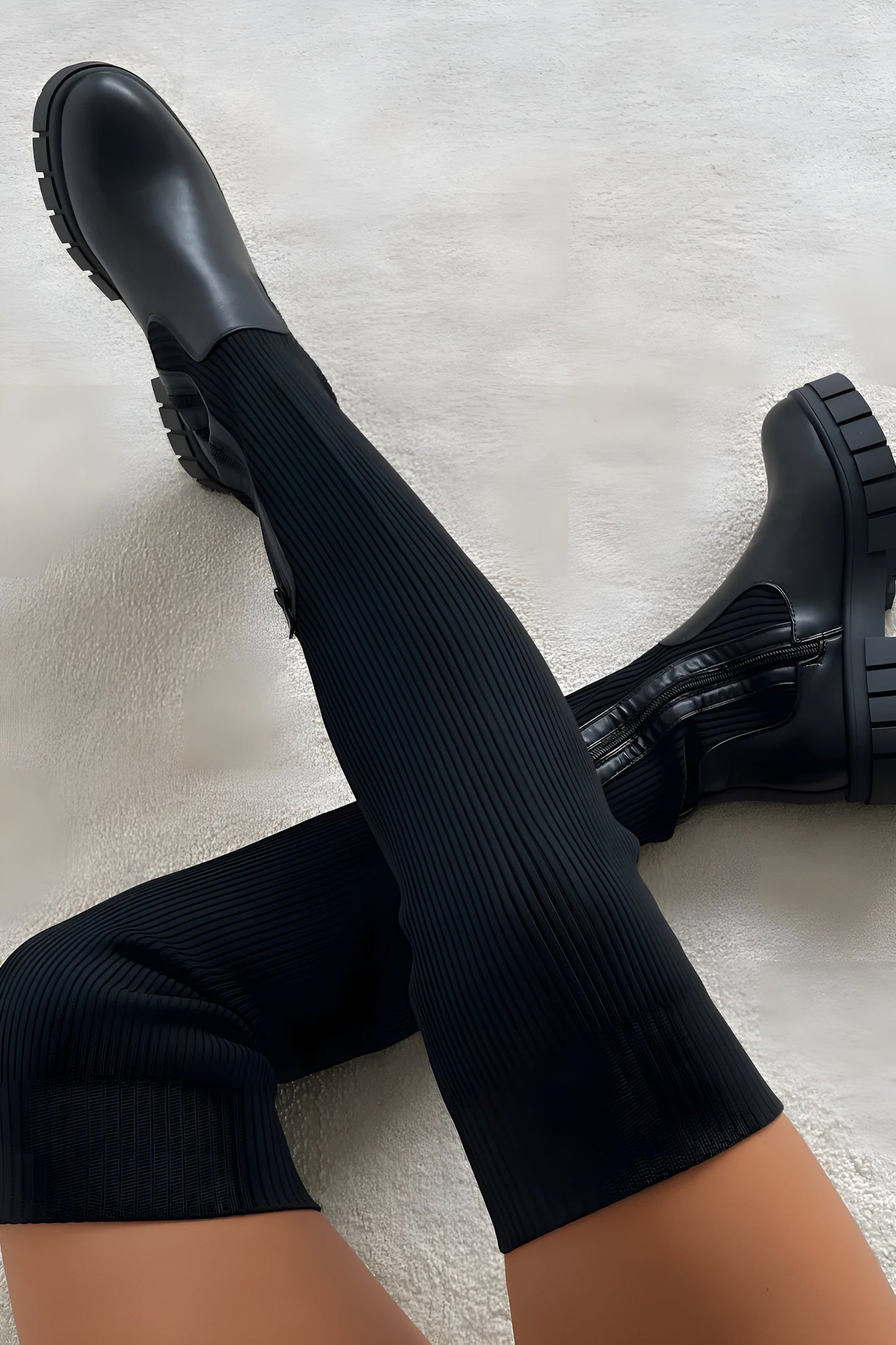 Aisha - Bottes hautes effet chaussettes au style épuré