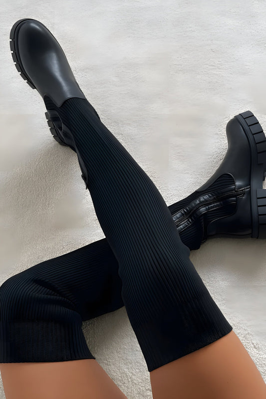 Aisha - Bottes hautes effet chaussettes au style épuré