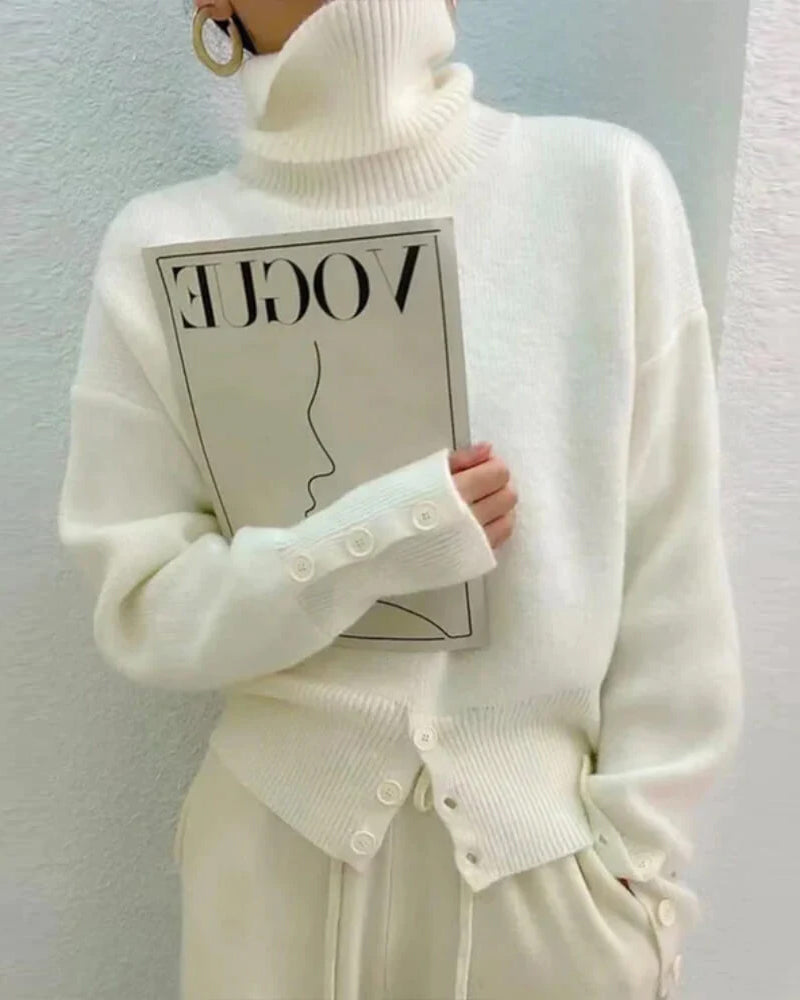 Alanny - Pull Col Roulé Tricoté