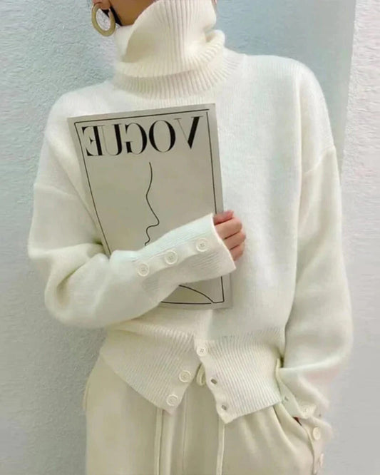Alanny - Pull Col Roulé Tricoté