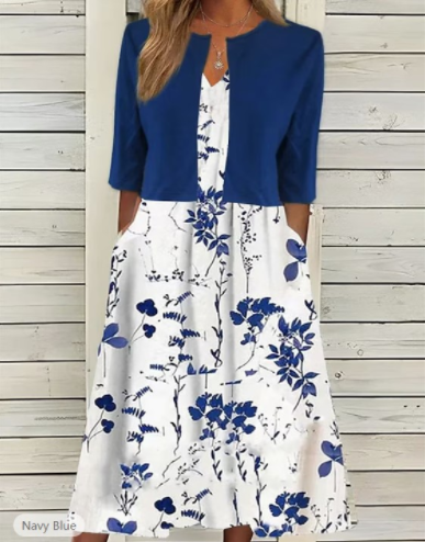 Almuth - Ensemble Robe Midi Fleurie et Blazer