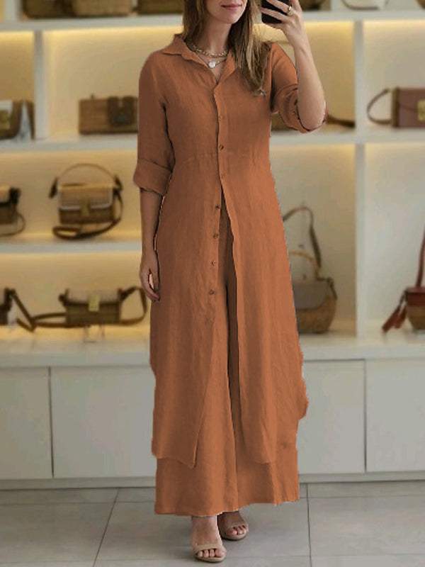 Odett - Ensemble à Deux Pièces : Chemise Longue & Pantalons