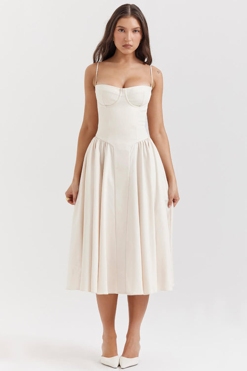 Brisa – Robe midi structurée à l’allure ballerine