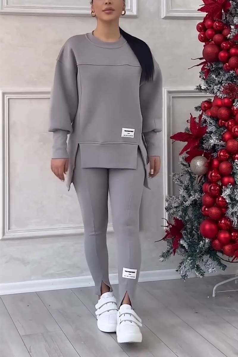 Jessica – Ensemble Sweat et Leggings avec Fente à l’Ourlet