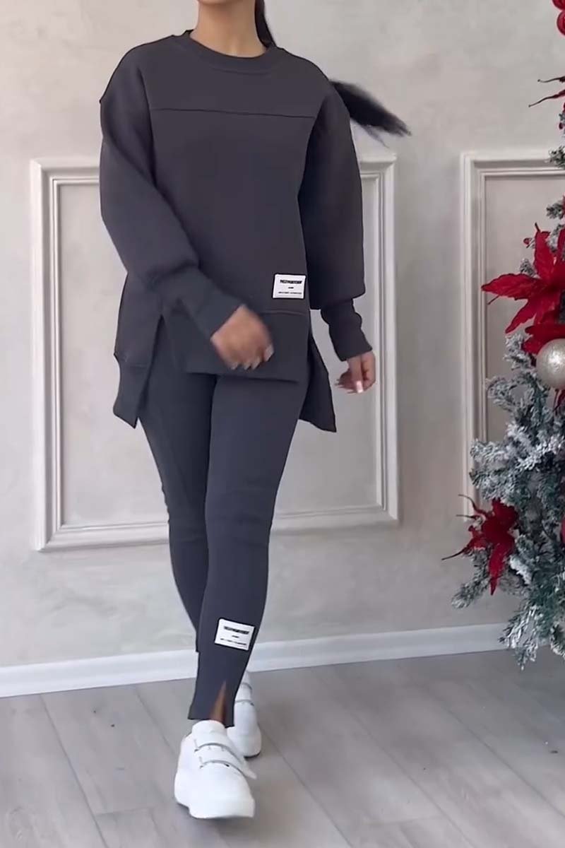 Jessica – Ensemble Sweat et Leggings avec Fente à l’Ourlet